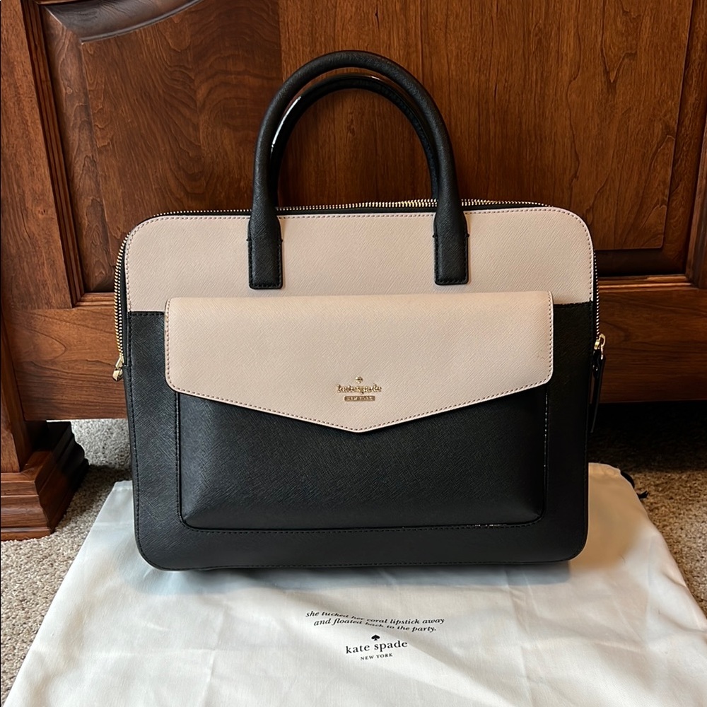 Kate Spade Black and Cream Laptop Bag